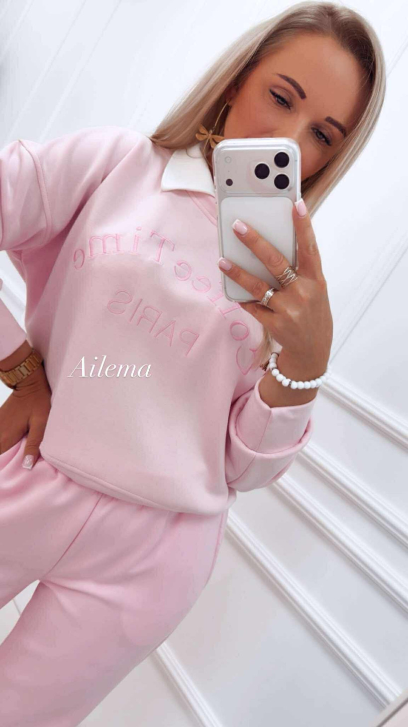 Bluza masełko Azara 948 z napisem i kołnierzem 