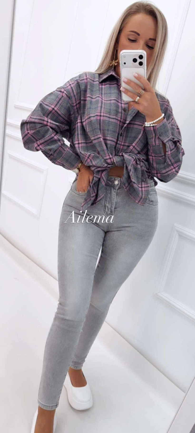 Jeansy Skinny -5KG, H551-7 popiel, haftowane serduszko na kieszonkach