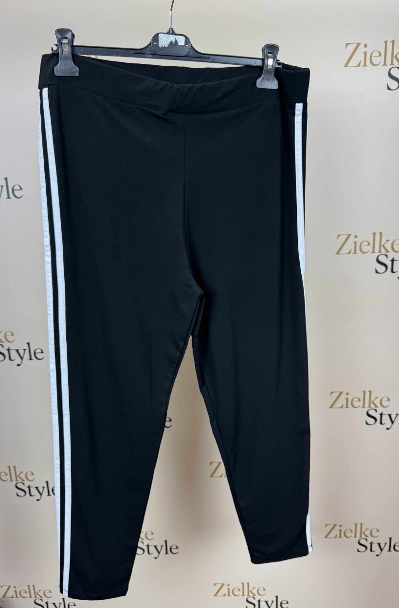 Leginsy jednokolorowe z lampasami - 2832 - czarne z białym