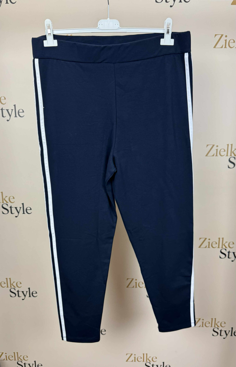 Leginsy jednokolorowe z lampasami - 2832 - granat z białym