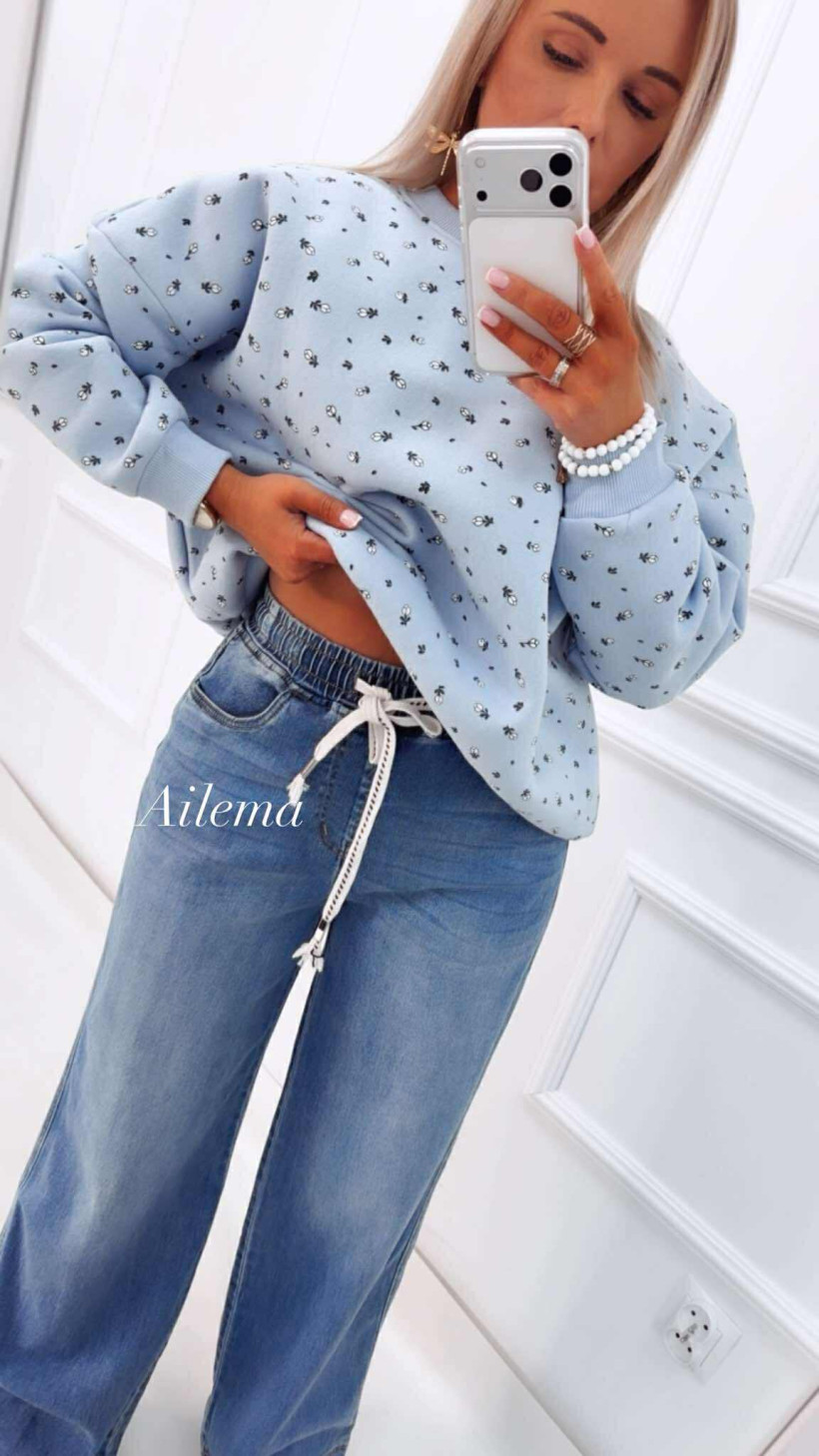 Jeansy M.Sara szeroka nogawka MQ519-4 guma w pasie 