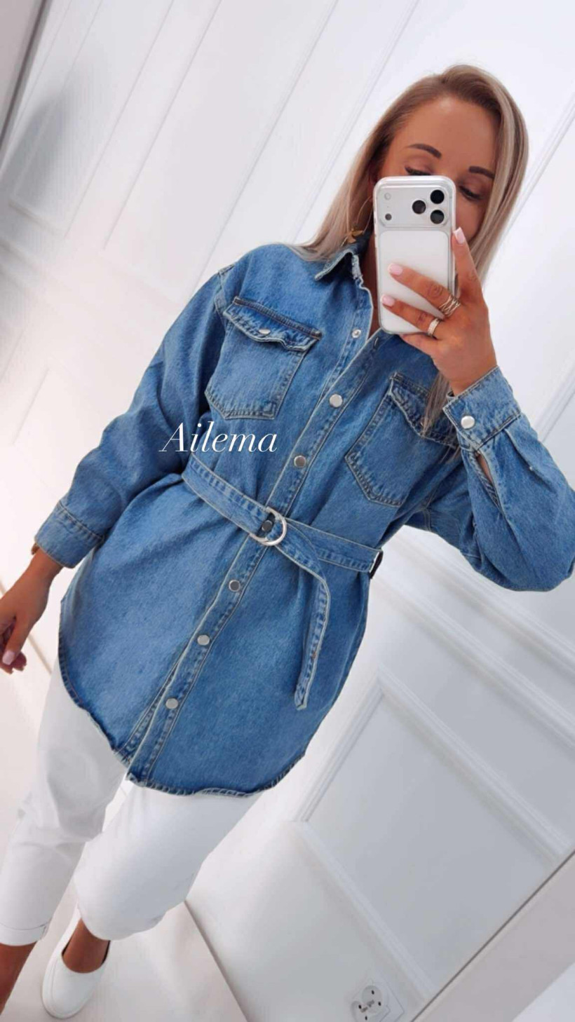 Koszula z paskiem A1670N zapinana na guziki 