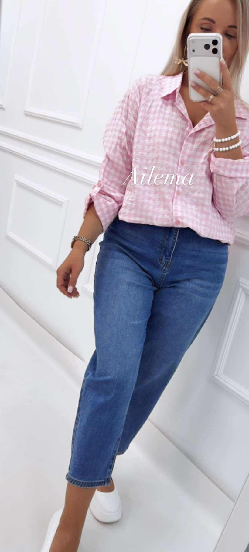 Jeansy M.Sara SK332-3B balloon z paskiem 