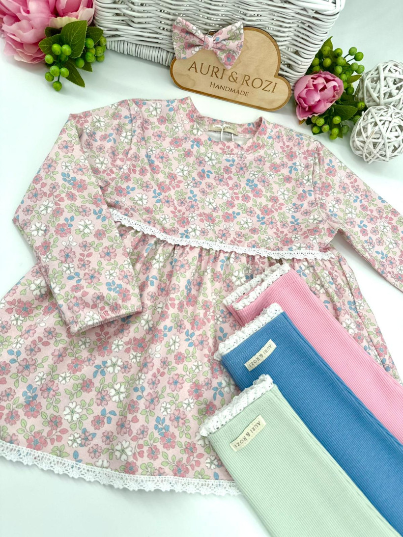 TUNIKA CUKIERKOWA ŁĄKA + SPINKA KROKODYLEK  AURI&ROZI