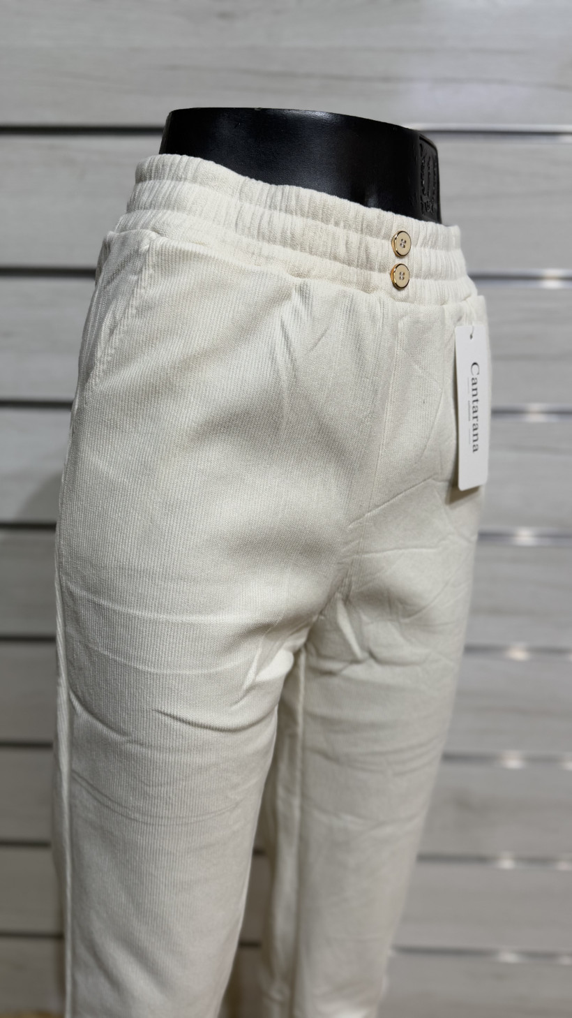 CALÇA CARDADA BOMBAZINE BOTOES CINTURA