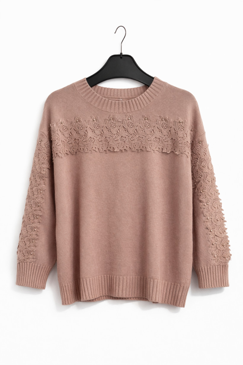 Sweter koronka róż 1579