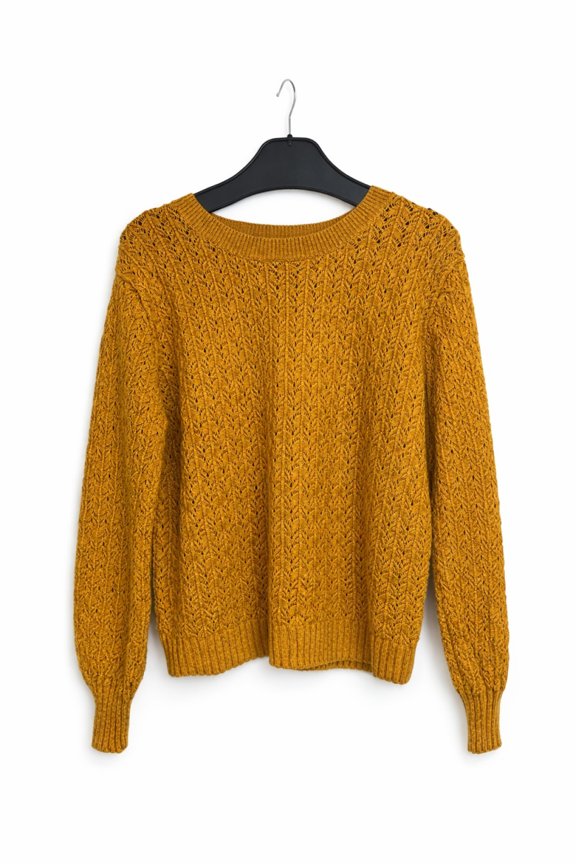 Sweter ażurowy musztarda 1579