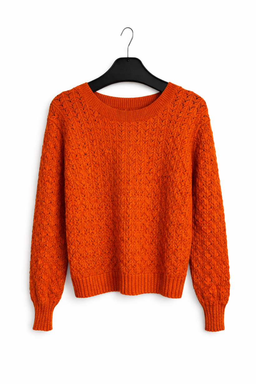 Sweter ażurowy rudy 1579