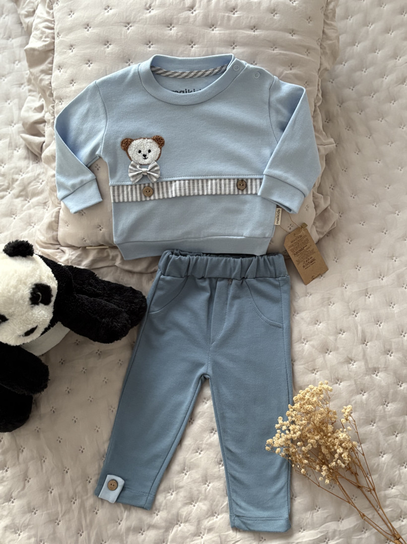 Komplet bluzka ze spodniami Miś, 100% Natural Cotton Collection