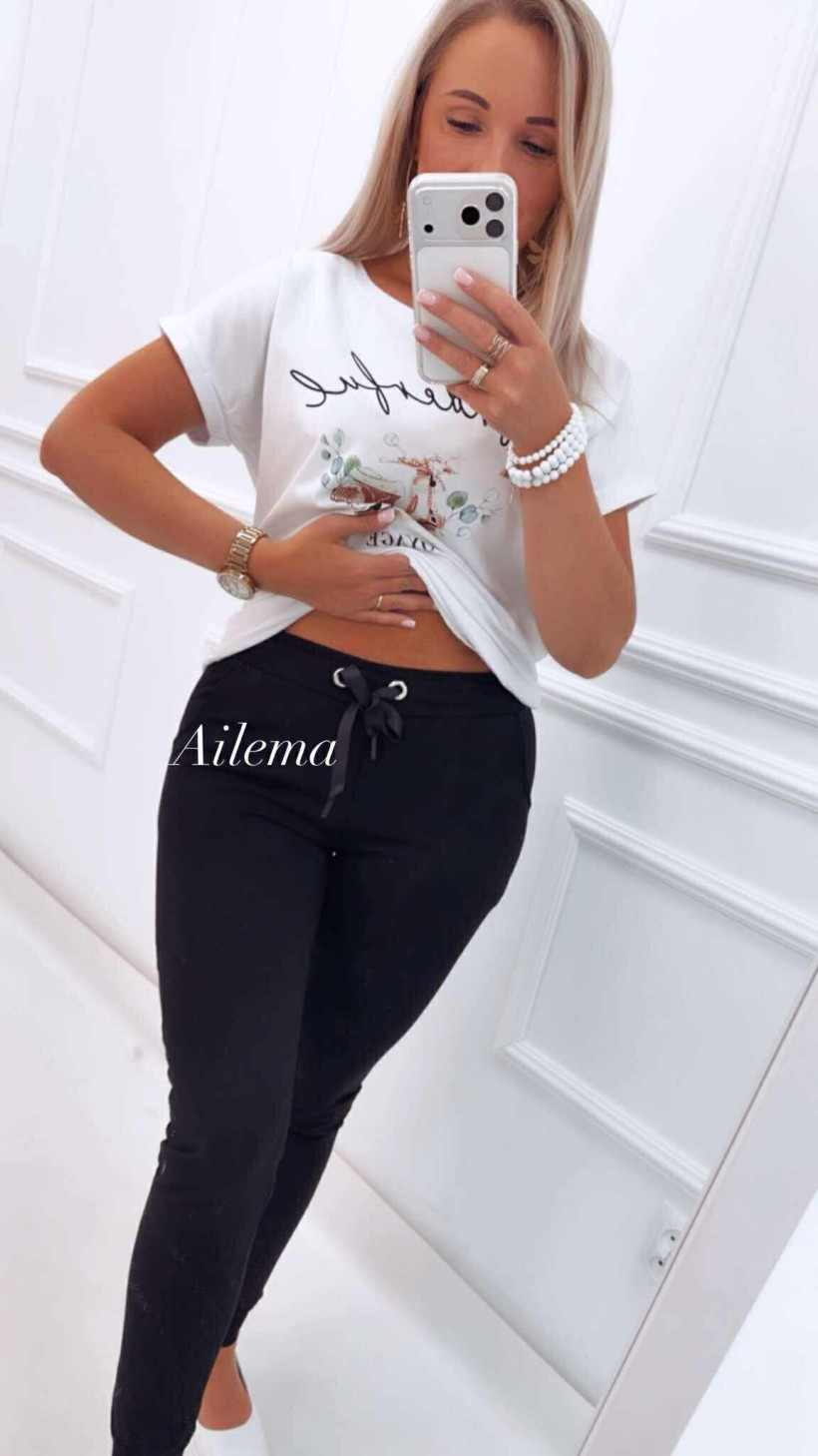 Spodnie dresowe czarne 7613 z gumą w pasie 