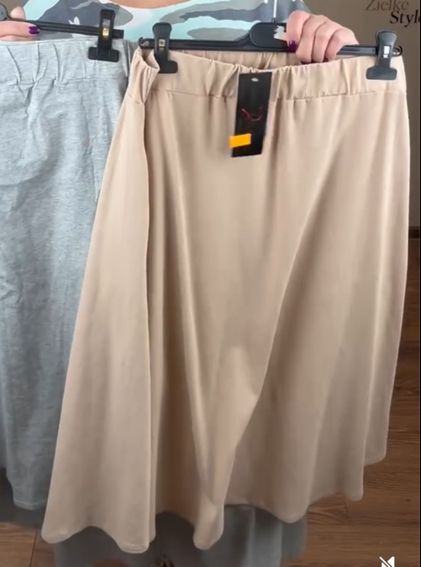 Spódnica na gumie jednokolorowa, mf - 13985 - beż