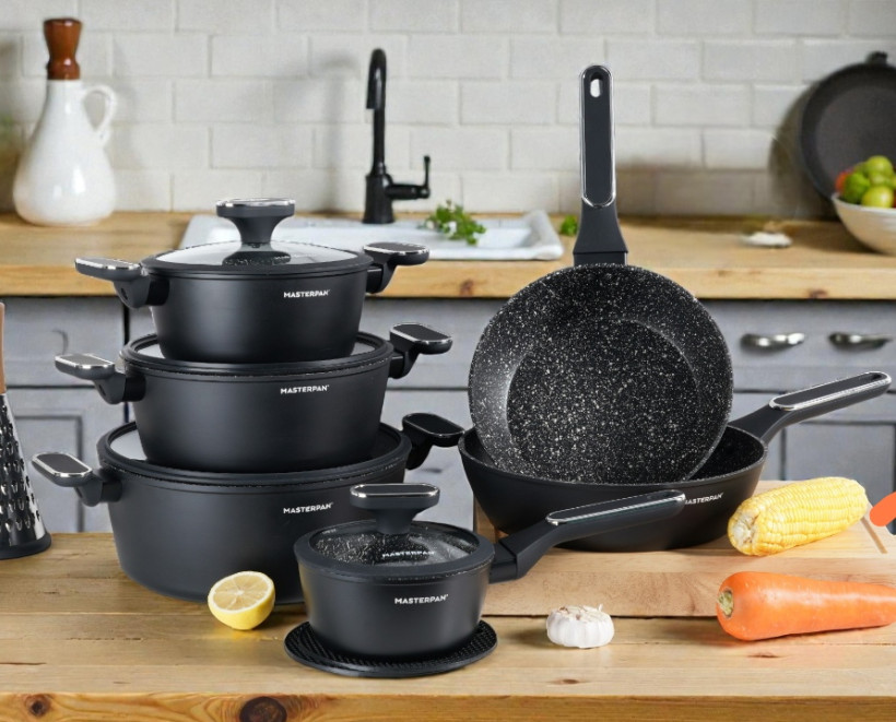 15-elementowy zestaw naczyń kuchennych z kutego aluminium - MP-7003