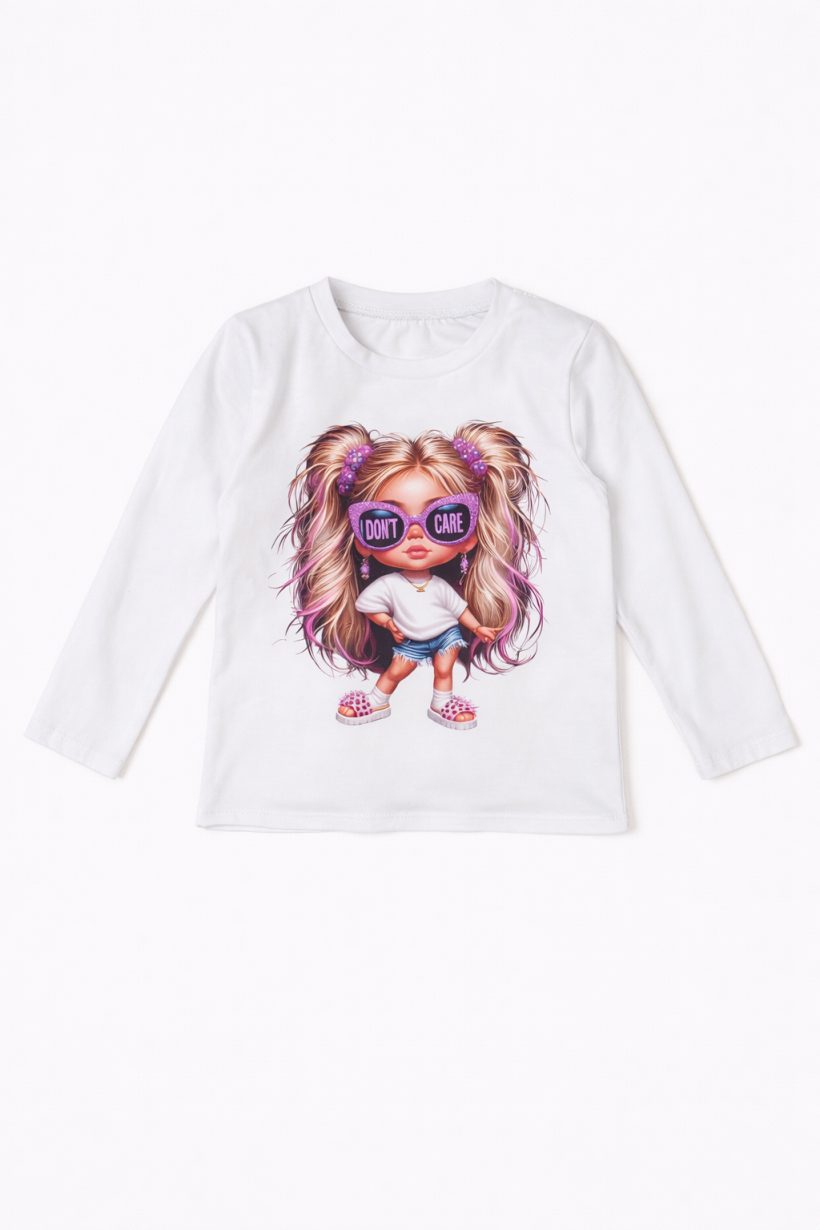 Z Bluzeczka 21735A- BIAŁY- Dziewczynka  W OKULARACH   I DON'T 