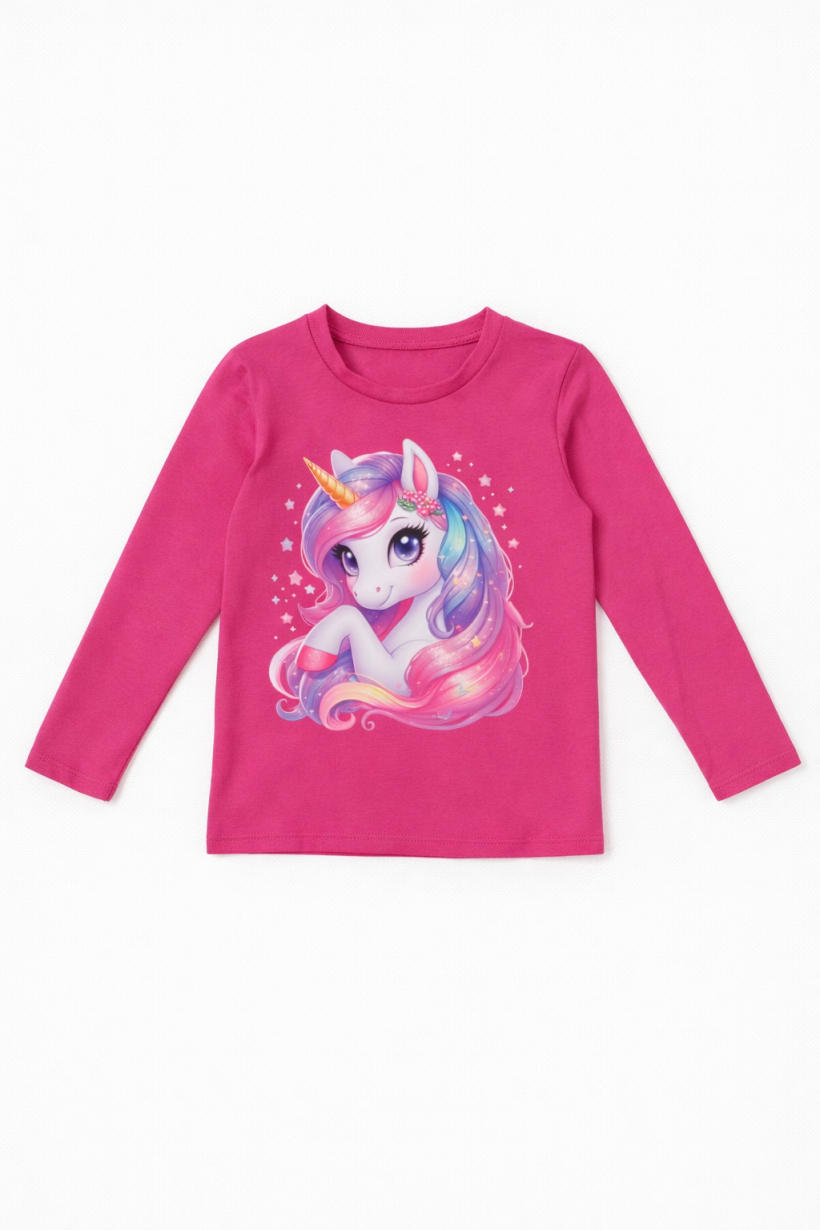 Z Bluzeczka 21735A- FUKSJA-KOLOROWY JEDNOROŻEC