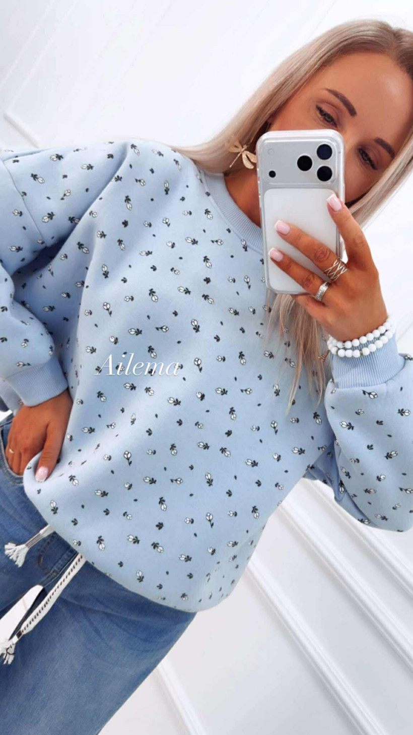 Bluza z okrągłym dekoltem Motion M01135 kwiatuszki