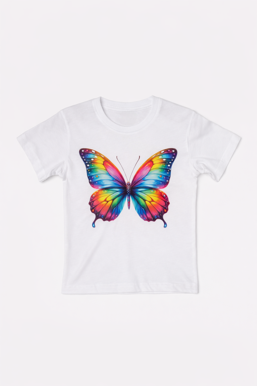 ZA T-shirt BIAŁY -KOLOROWY MOTYL 