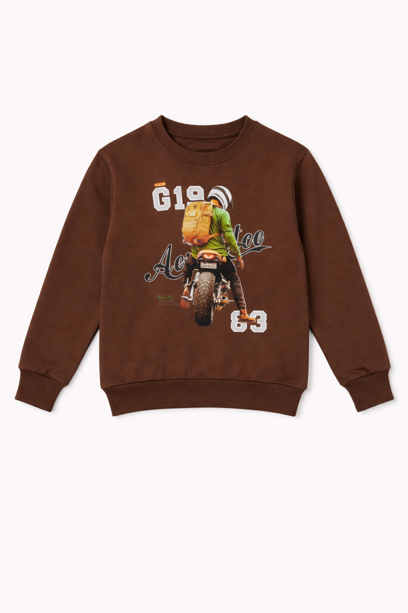 Z Bluza HB-5017- BRĄZ- CHŁOPAK NA MOTORZE  