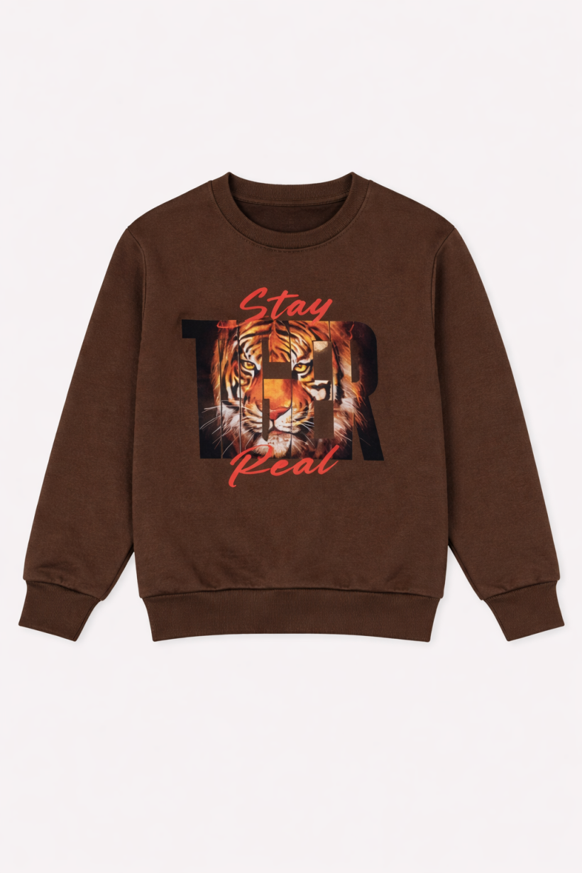 Z Bluza HB-5017- BRĄZ-TIGER  STAY REAL 