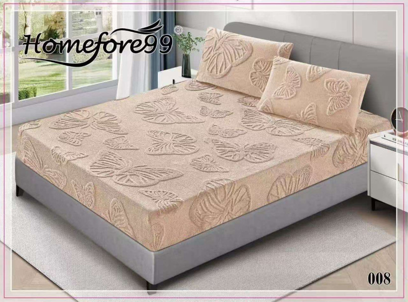 Prześcieradło wytłaczane motylki H008 krem