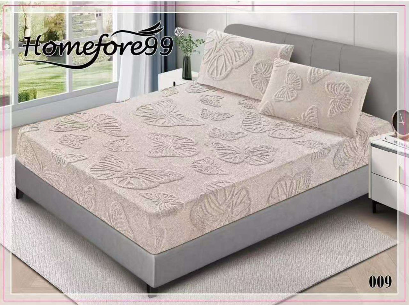 Prześcieradło wytłaczane motylki H009 beż