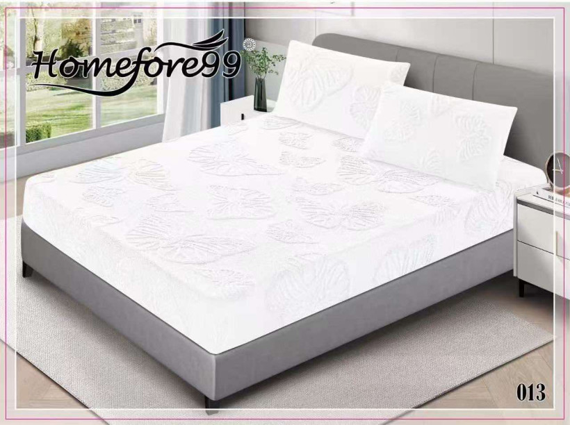 Prześcieradło wytłaczane motylki H013 śmietanka 