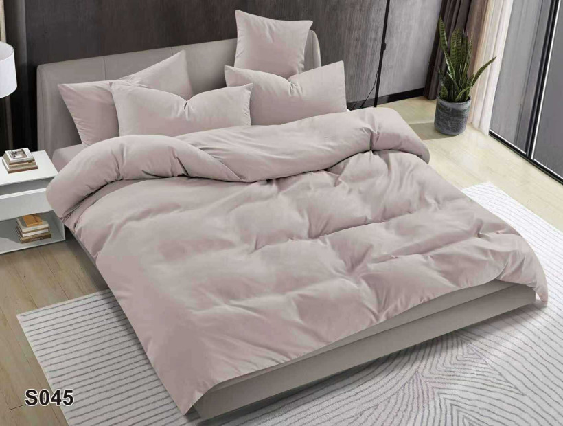 Komplet pościeli satyna bawełniana S054 beż