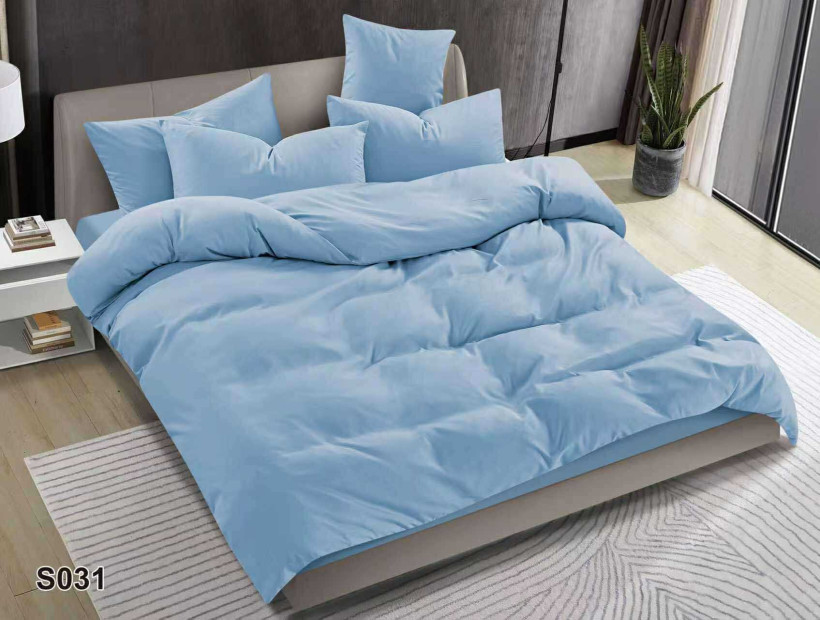 Komplet pościeli satyna bawełniana S031 błękit