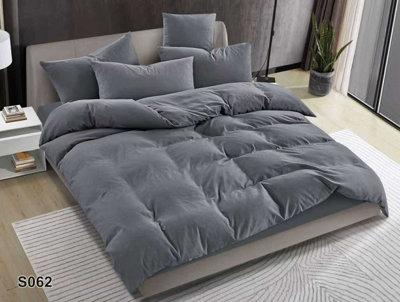 Komplet pościeli satyna bawełniana S062 szara