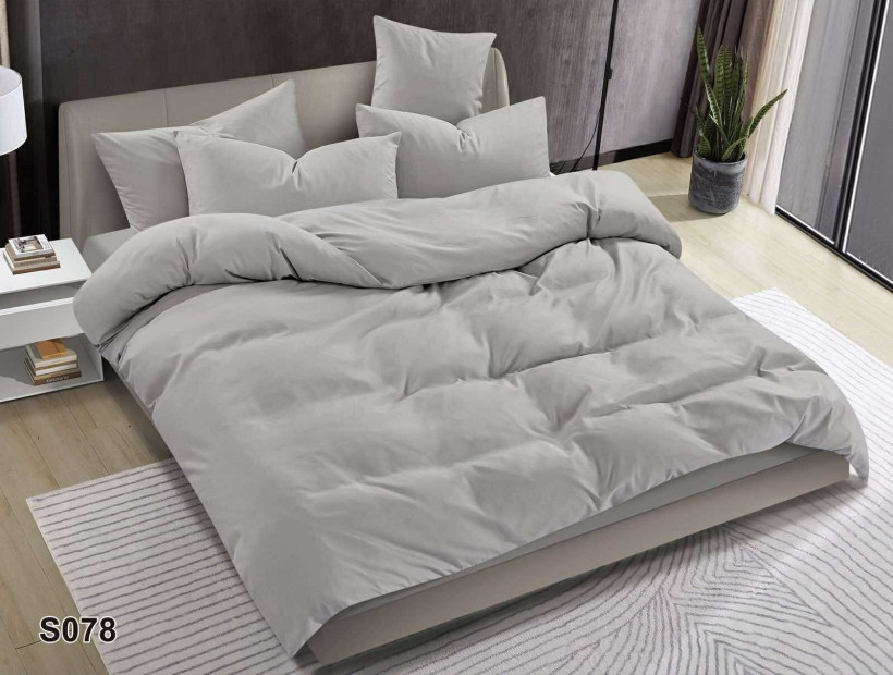 Komplet pościeli satyna bawełniana S078 popiel