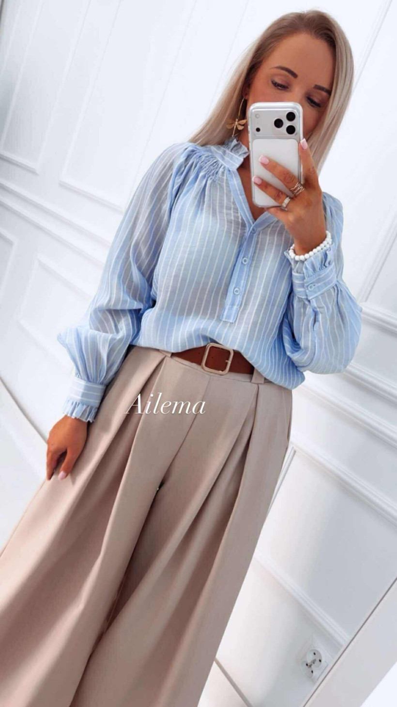 Spodnie szeroka nogawka C827 z paskiem