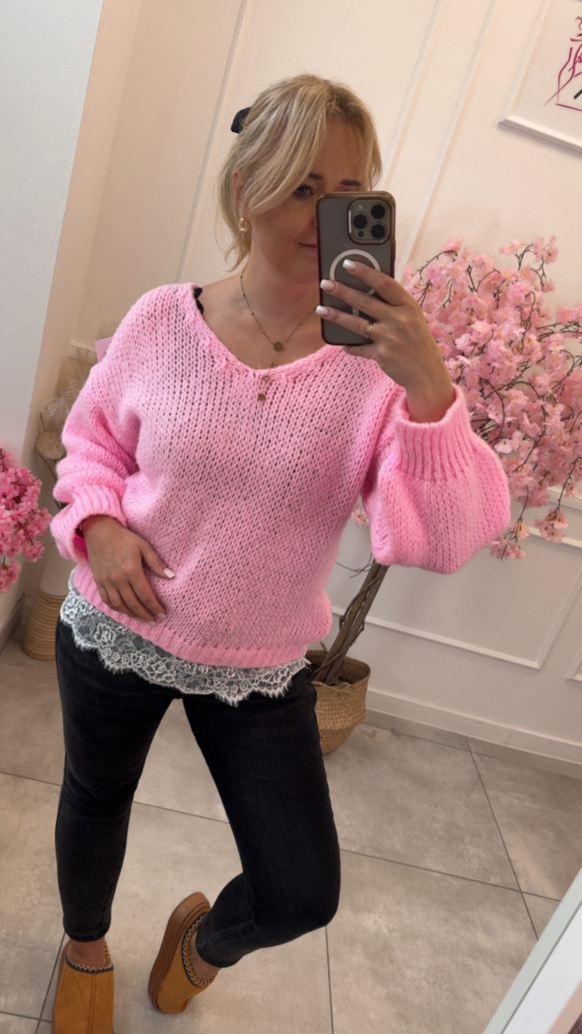 Sweter z koronką 14234