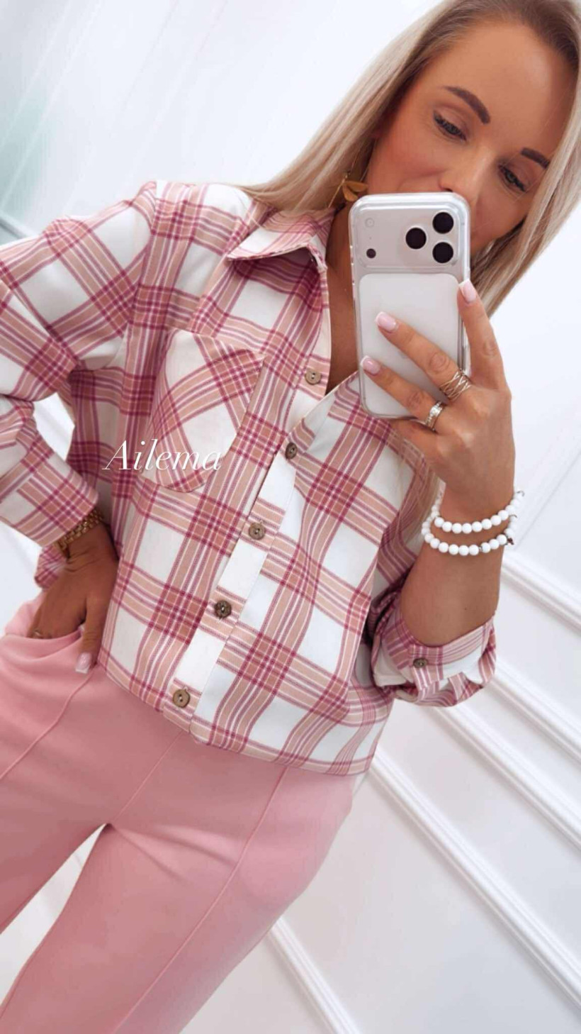 Koszula EMG w kratę EM2 zapinana na guziki, cukierek