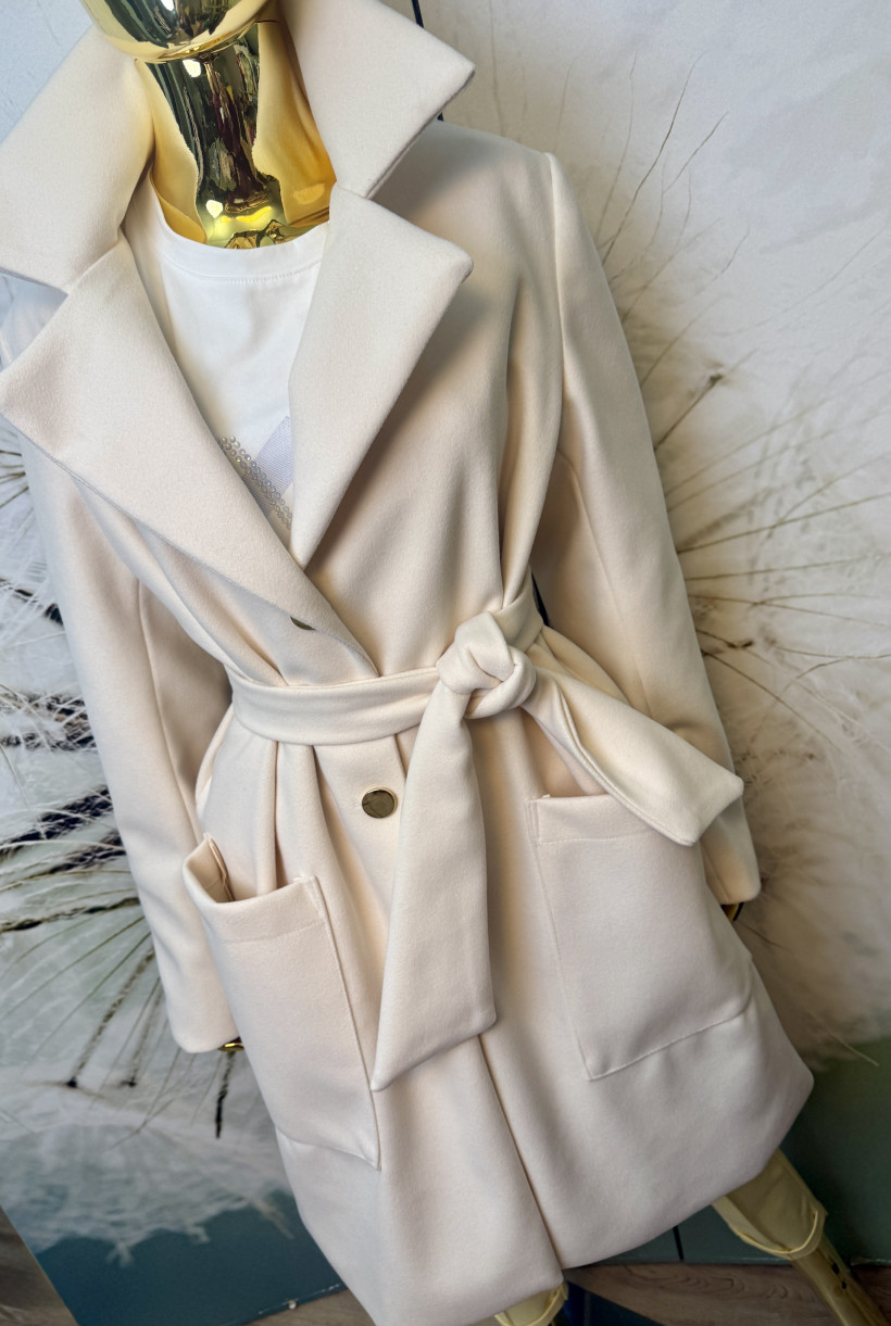 Płaszcz premium z paskiem Midi Minouu 