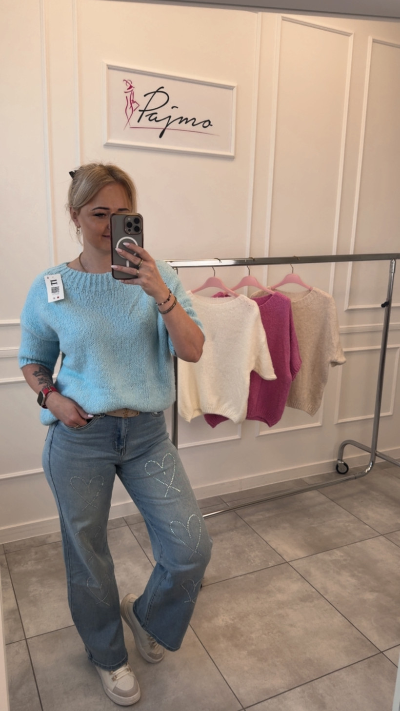 Sweter klasyczny krótki rękaw 14241