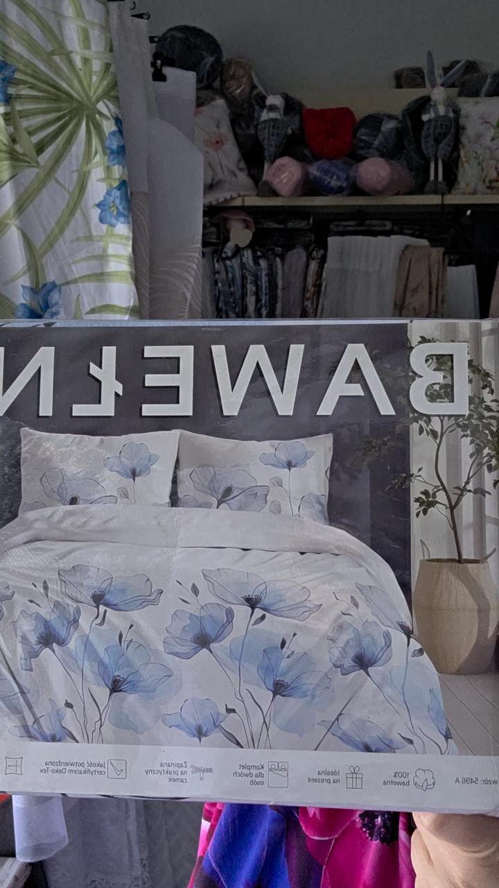 Pościel 220x200 2x 70x80cm bawełna niebieskie maki