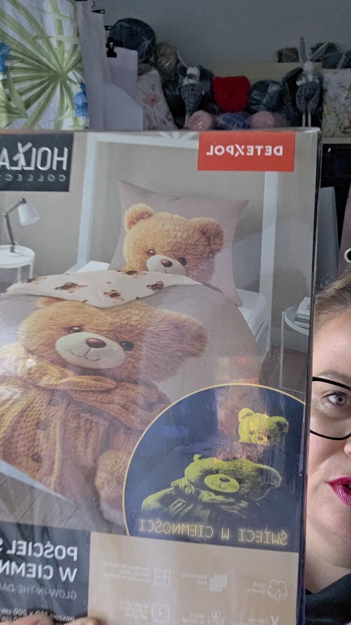 Pościel 160x200+70x80cm Miś Świecąca w ciemności 