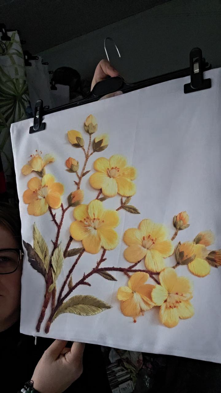 Poszewka 42x42 żółte kwiaty 