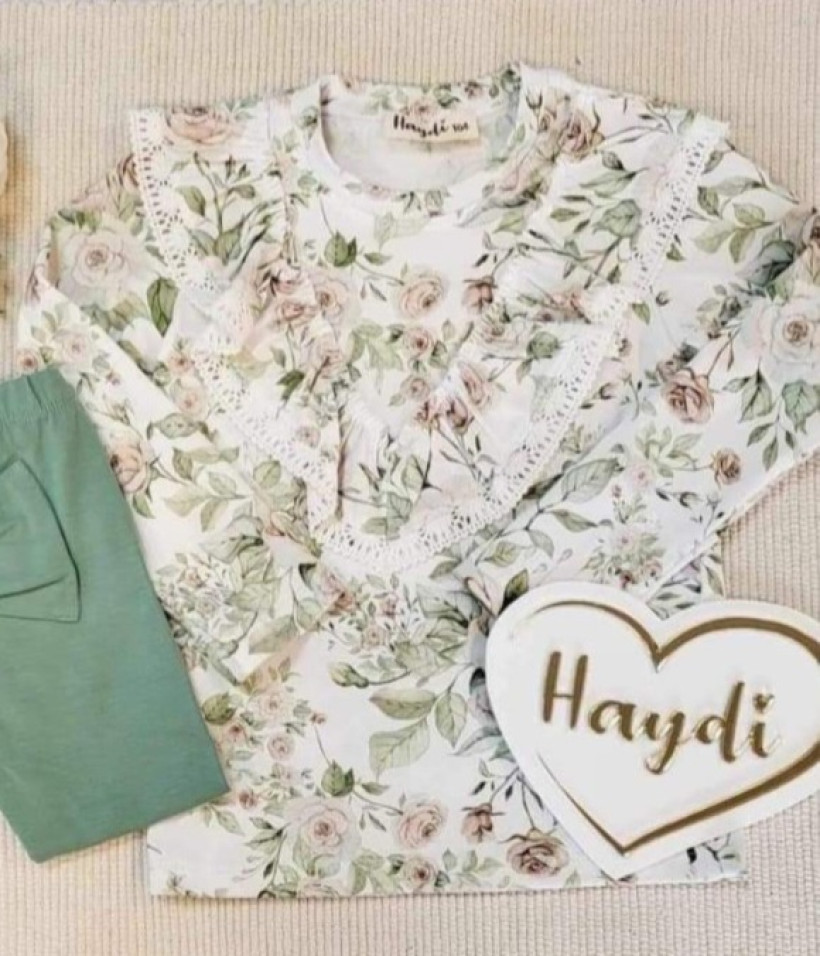 BLUZKA HAYDI MAMA PRINT  V ZIELONE LIŚCIE NA BIELI ROZMIAR UNIWERSALNY