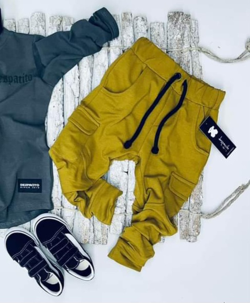 SPODNIE CARGO Z KIESZENIAMI DESPACITO  BAWEŁNA OLIWKA