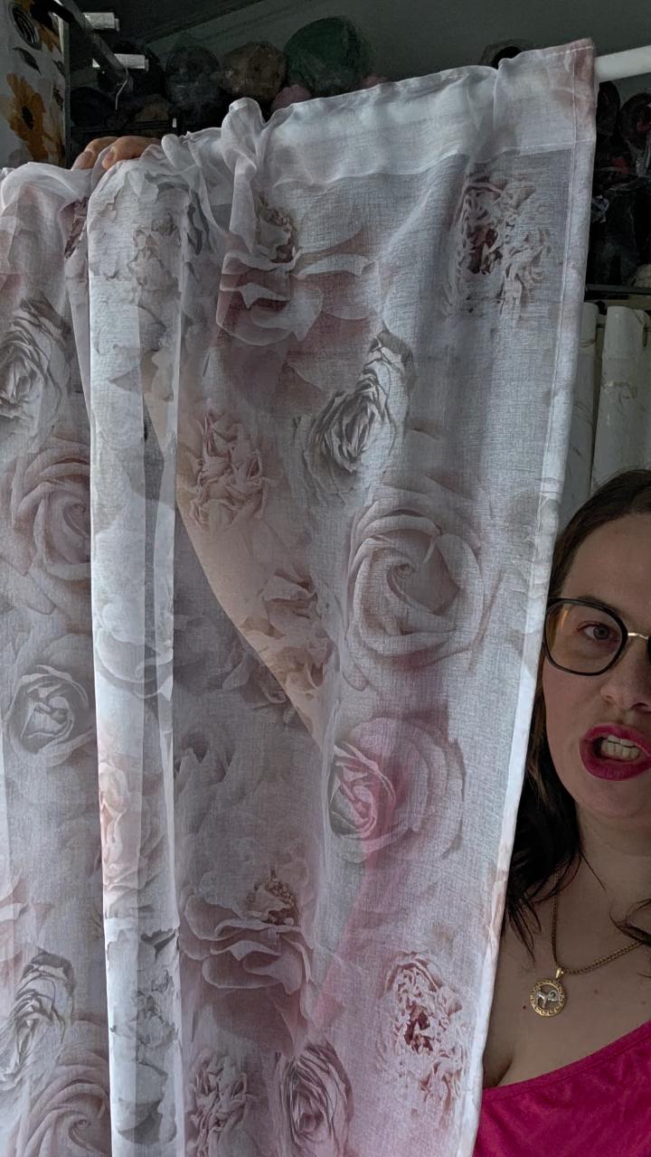 Zestaw 2szt etaminy w kwiaty na taśmie 140x225