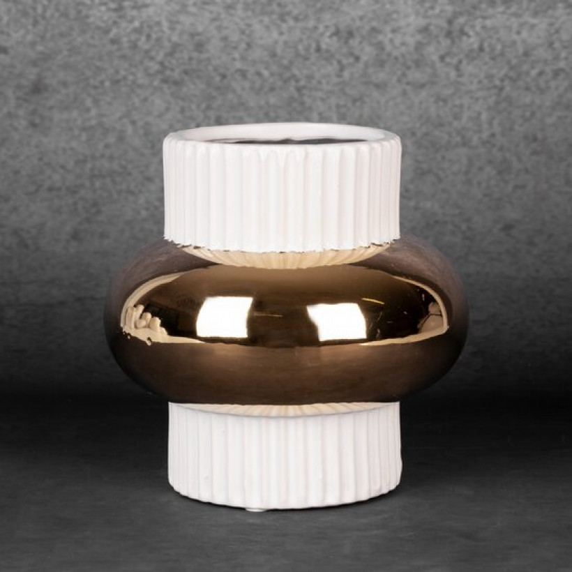 Wazon MONA biało- złoty wypukła kula 16x16x16 C/MONA/WAZ/05