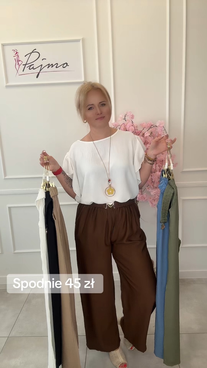 Spodnie bawełniane z paskiem 14883