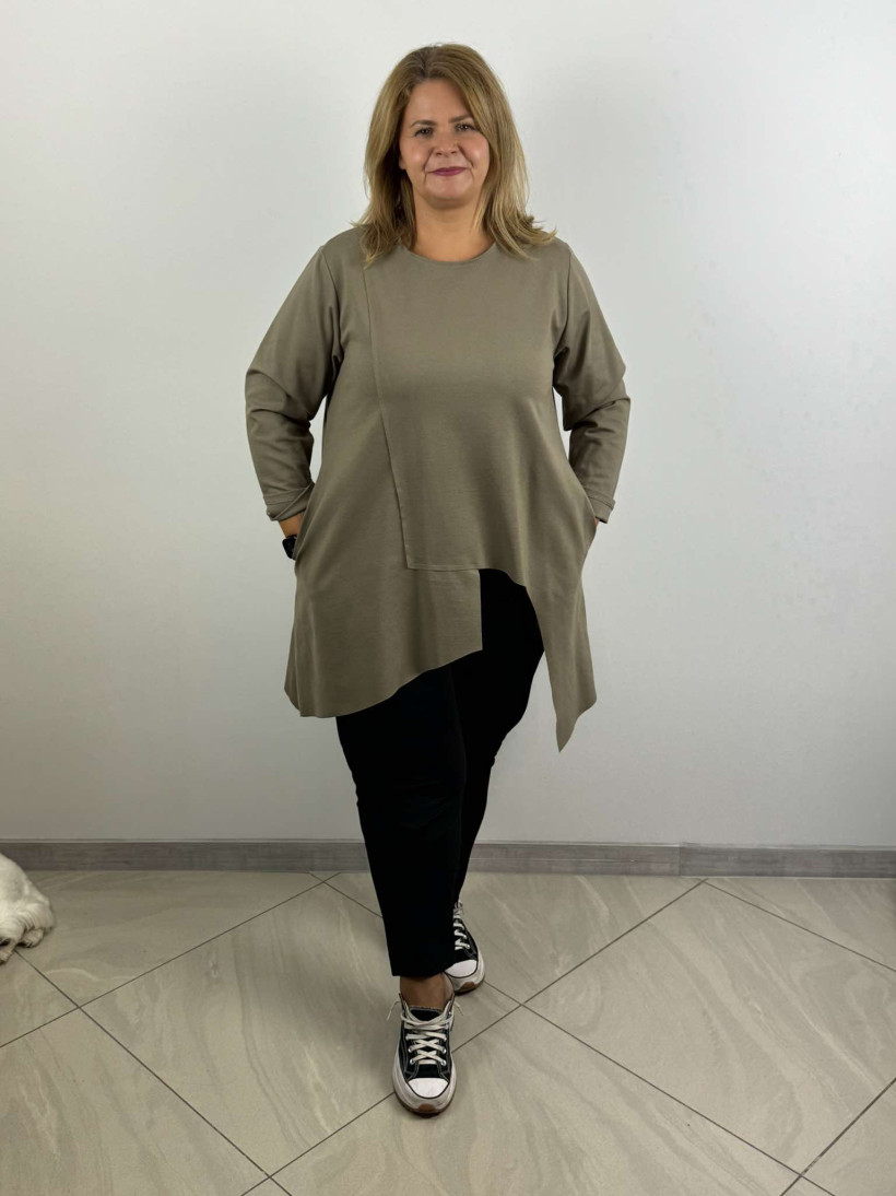Tunika jednokolorowa punto z kieszeniami Dolce Vita 11474 - khaki /fango- PROMOCJA