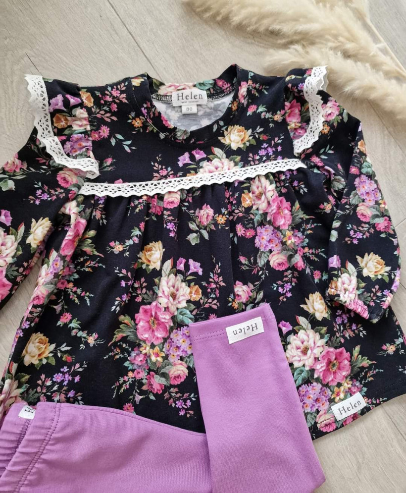 TUNIKA HELEN BUKIETY NA CZARNYM