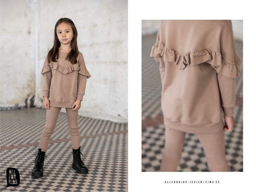 BEŻOWA TUNIKA Z FALBANKĄ AFK