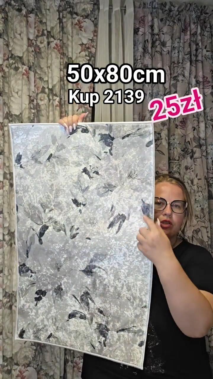 Dywanik 50x80 cm kwiaty srebrne