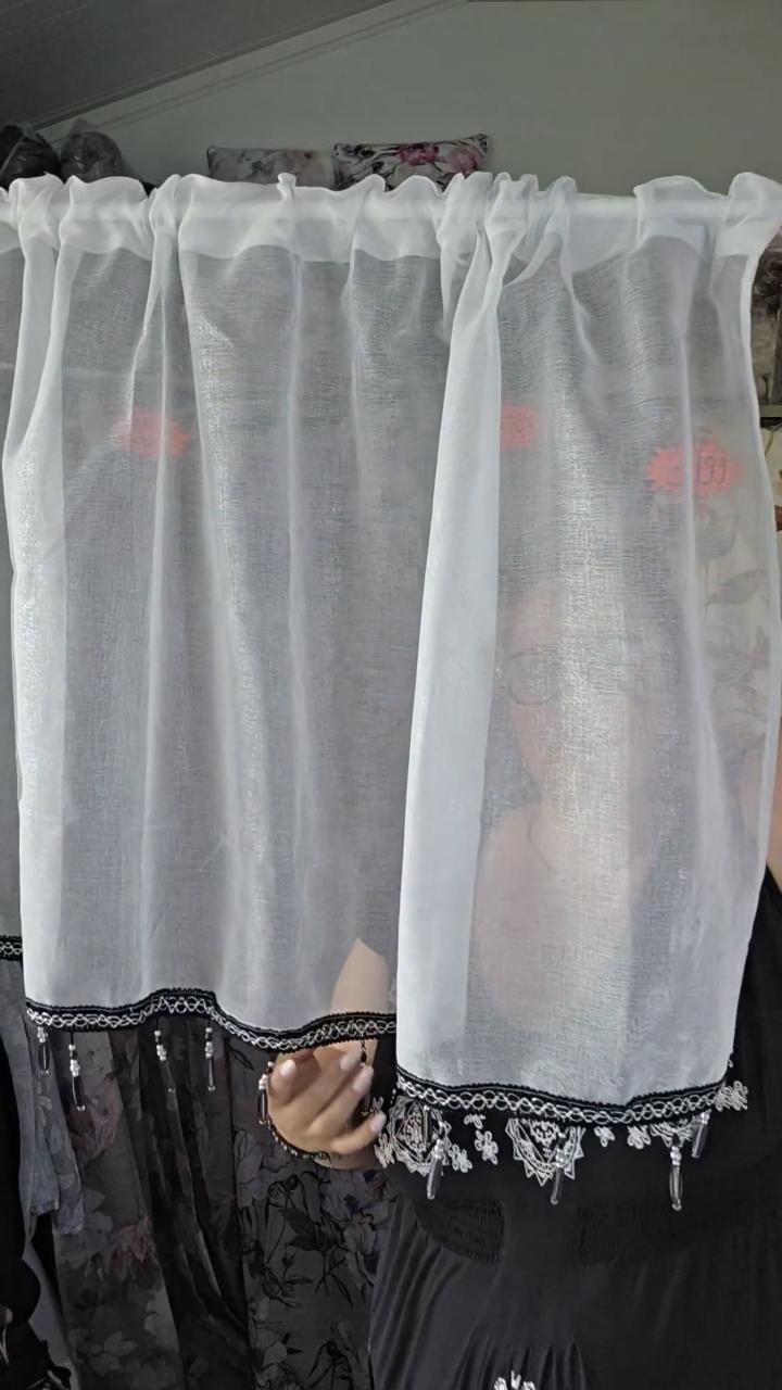 firanka metalizujace sreberko z koralikami 260x75cm