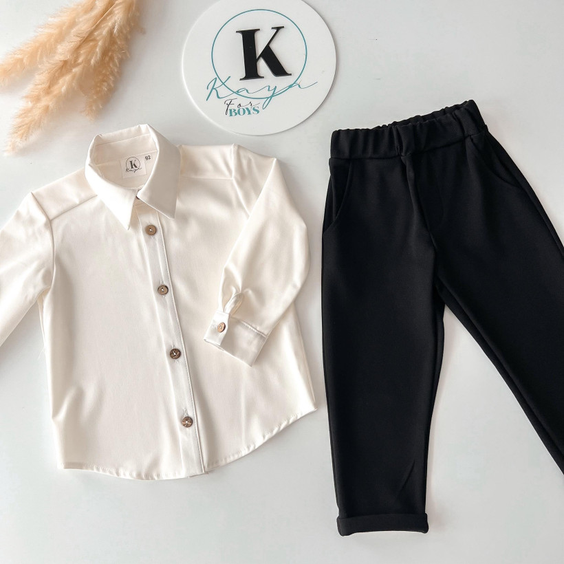 KOSZULA CHŁOPIĘCA Z LNEM ŚMIETANA KAYA