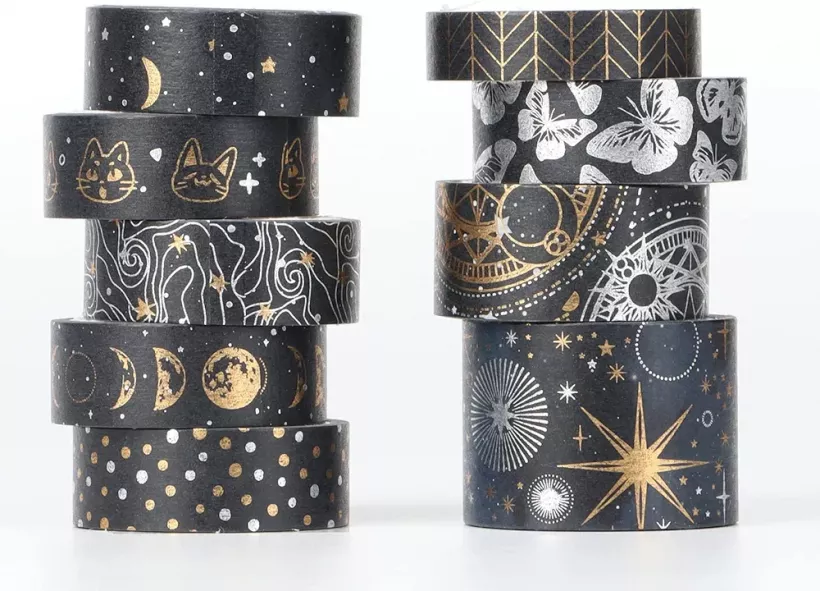 D45 Washi Tape Taśmy Dark Night 9szt