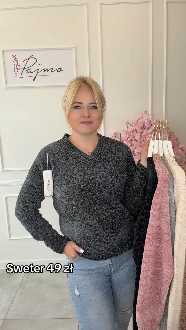 Sweter dekolt w serek 15413